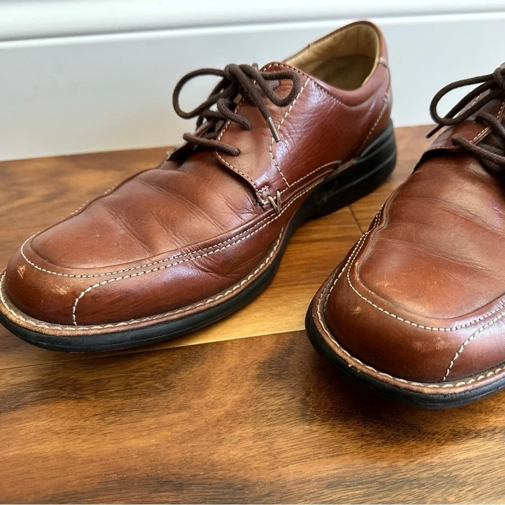 JOHNSTON & MURPHY Brown Sheepskin Leather Lace-Up Dress Shoes size 9